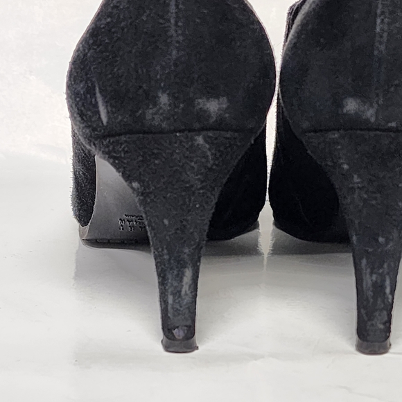Stuart Weitzman Black Suede Heeled Booties 8M - Picture 8 of 13